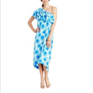Vineyard Vines Blue & White One-Shoulder High-Low Dress EUC